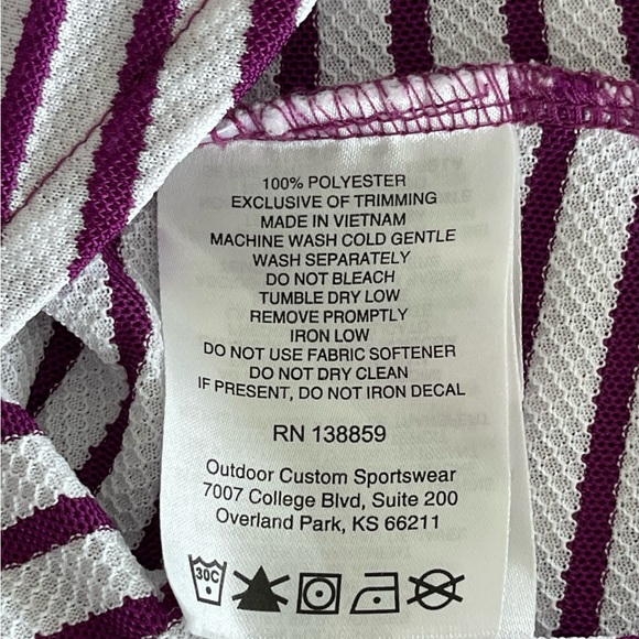 Columbia Golf Shirt Plum/White Stripes Omni-Wick Long Sleeve Poly Women’s Med - Picture 6 of 8